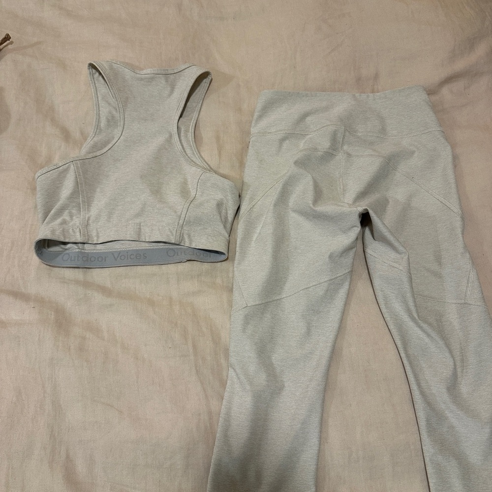 Outdoor Voices off White Workout Set